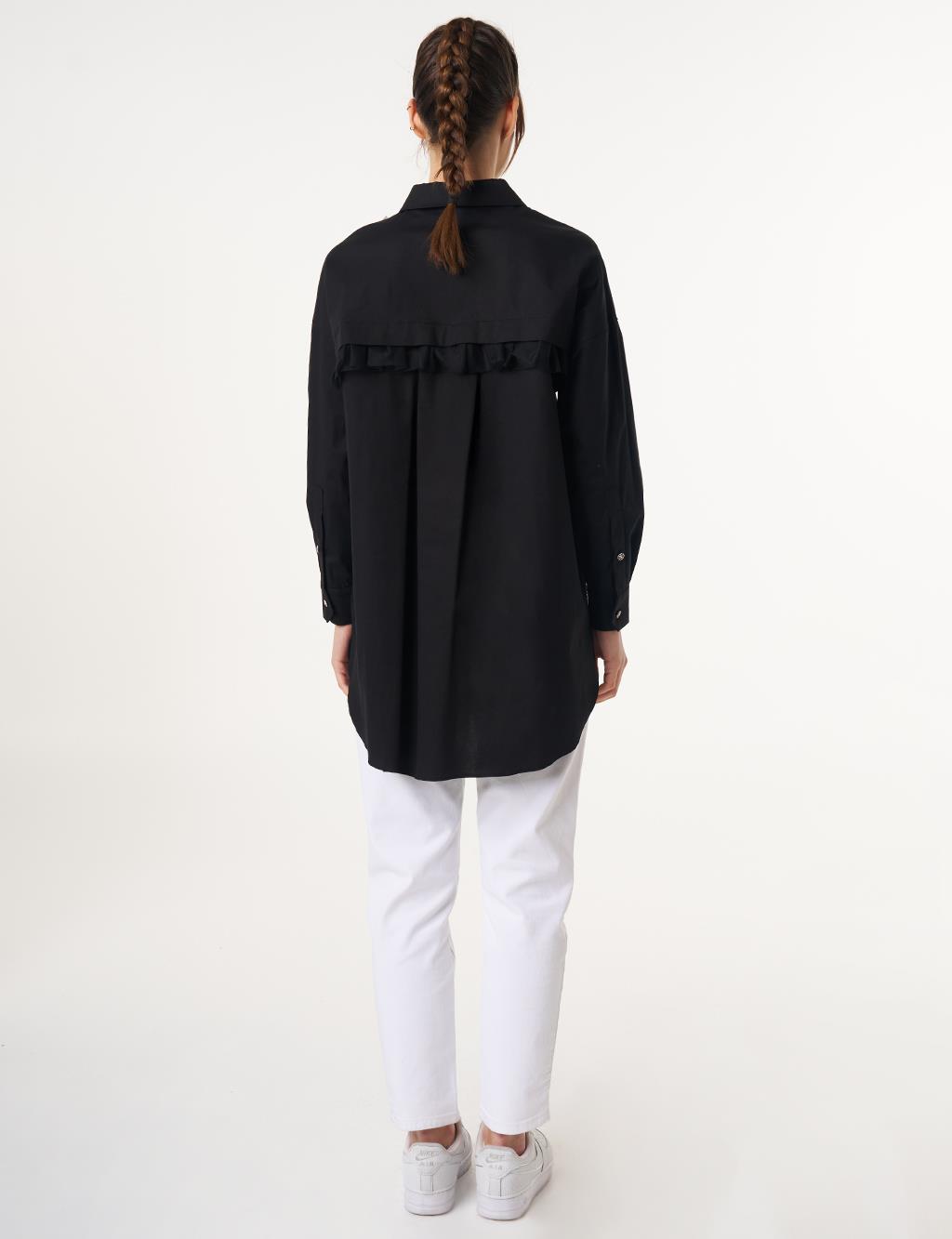 Tulle Detailed Cotton Tunic Black