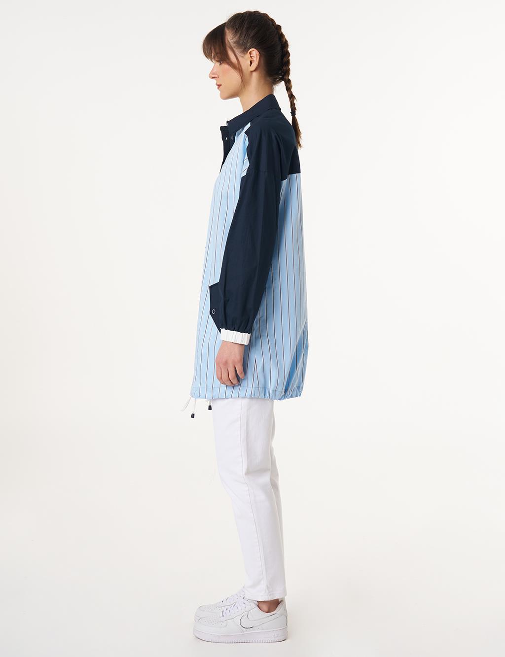 Lace-Up Cotton Tunic Blue