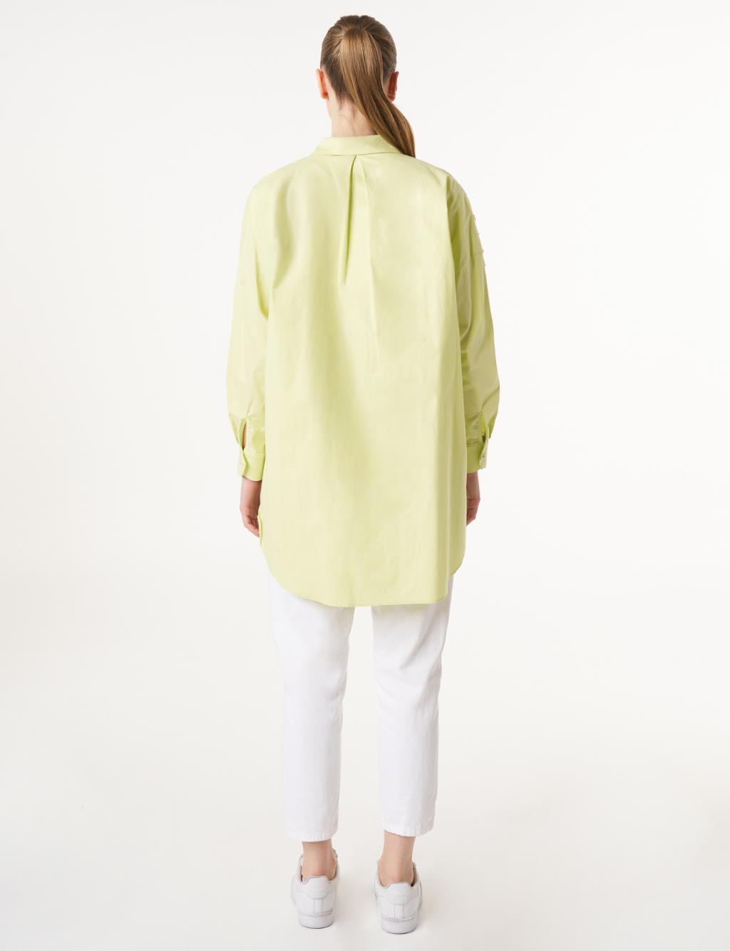Beaded Embroidered Cotton Tunic Lime
