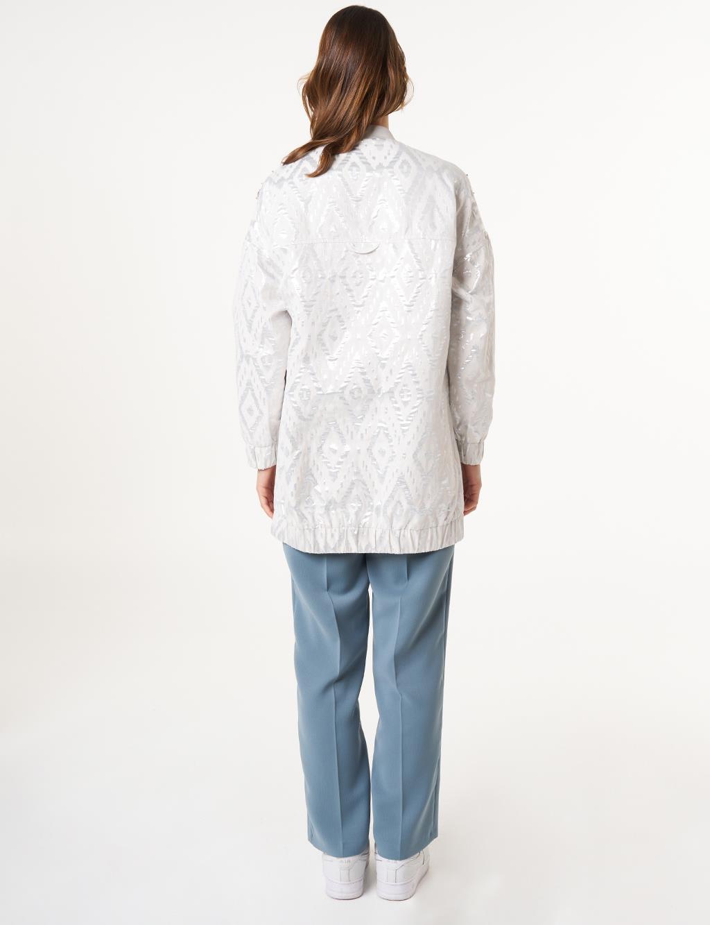 Lozenge Patterned Jacquard Jacket Gray