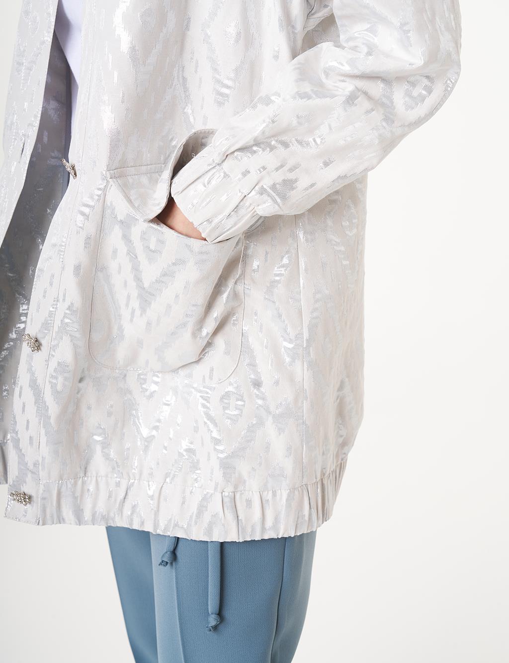 Lozenge Patterned Jacquard Jacket Gray