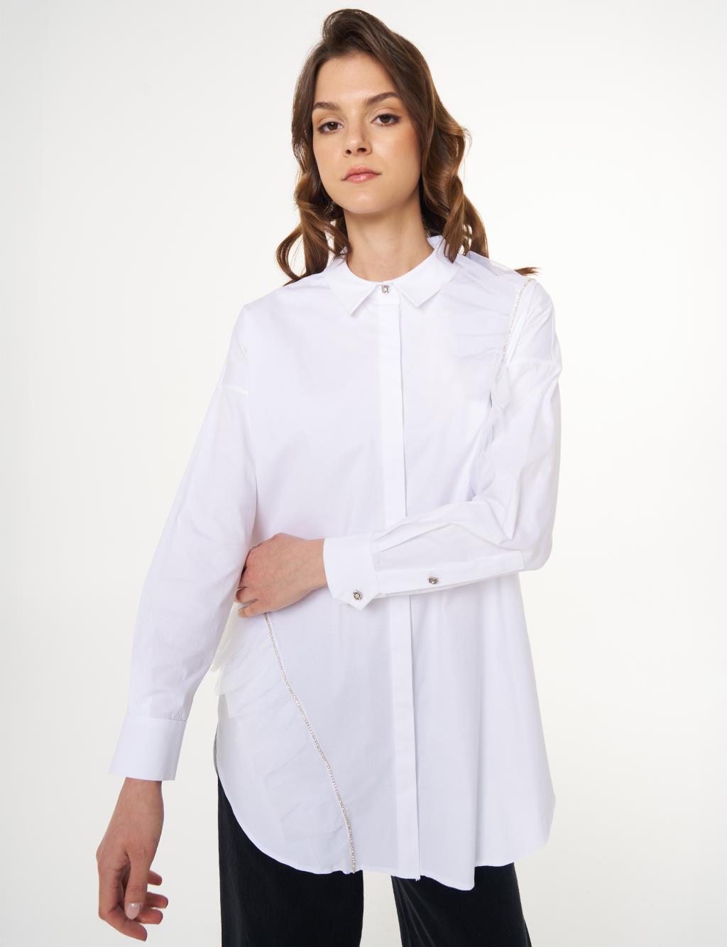 Tulle Detailed Cotton Tunic Optic White