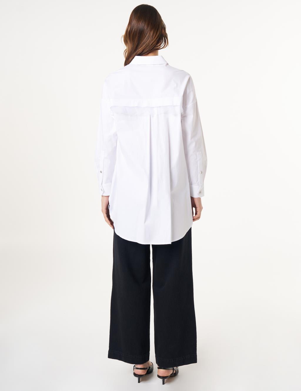 Tulle Detailed Cotton Tunic Optic White
