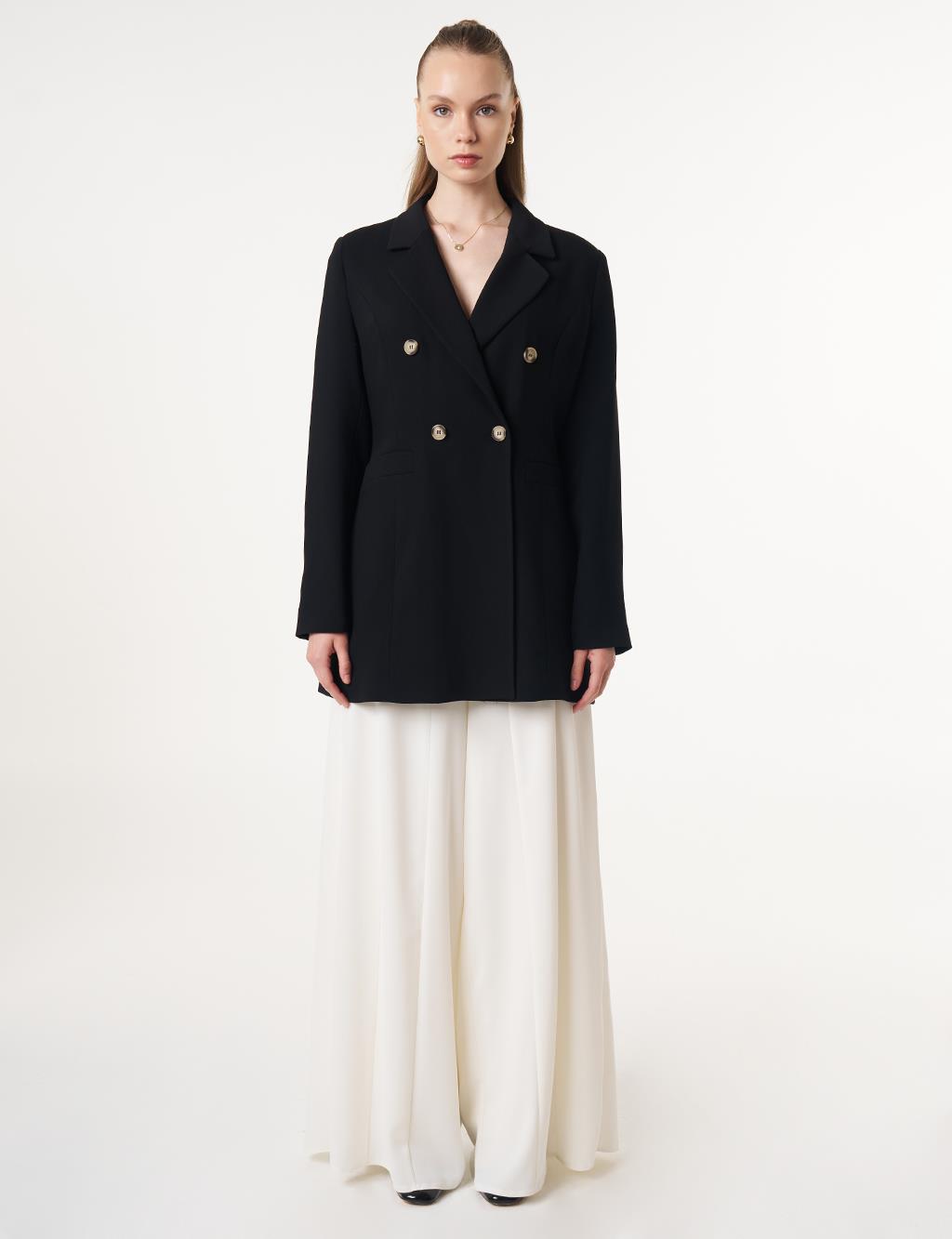 Rever Collar Blazer Jacket Black