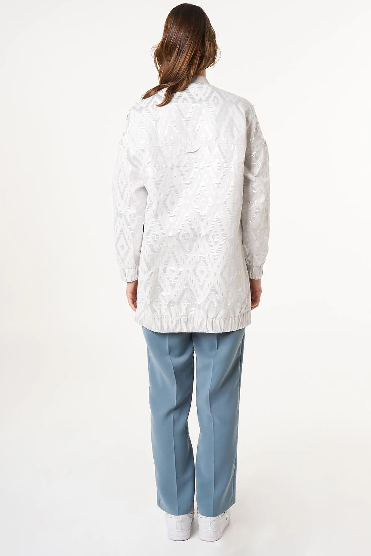 Lozenge Patterned Jacquard Jacket Gray