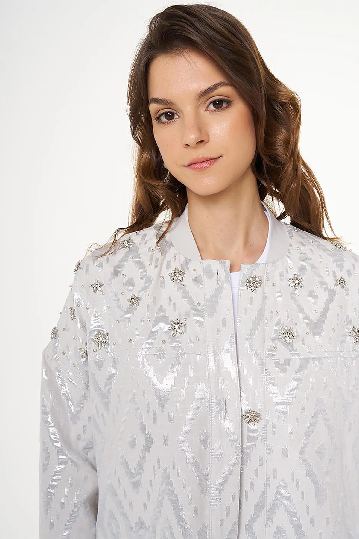 Lozenge Patterned Jacquard Jacket Gray