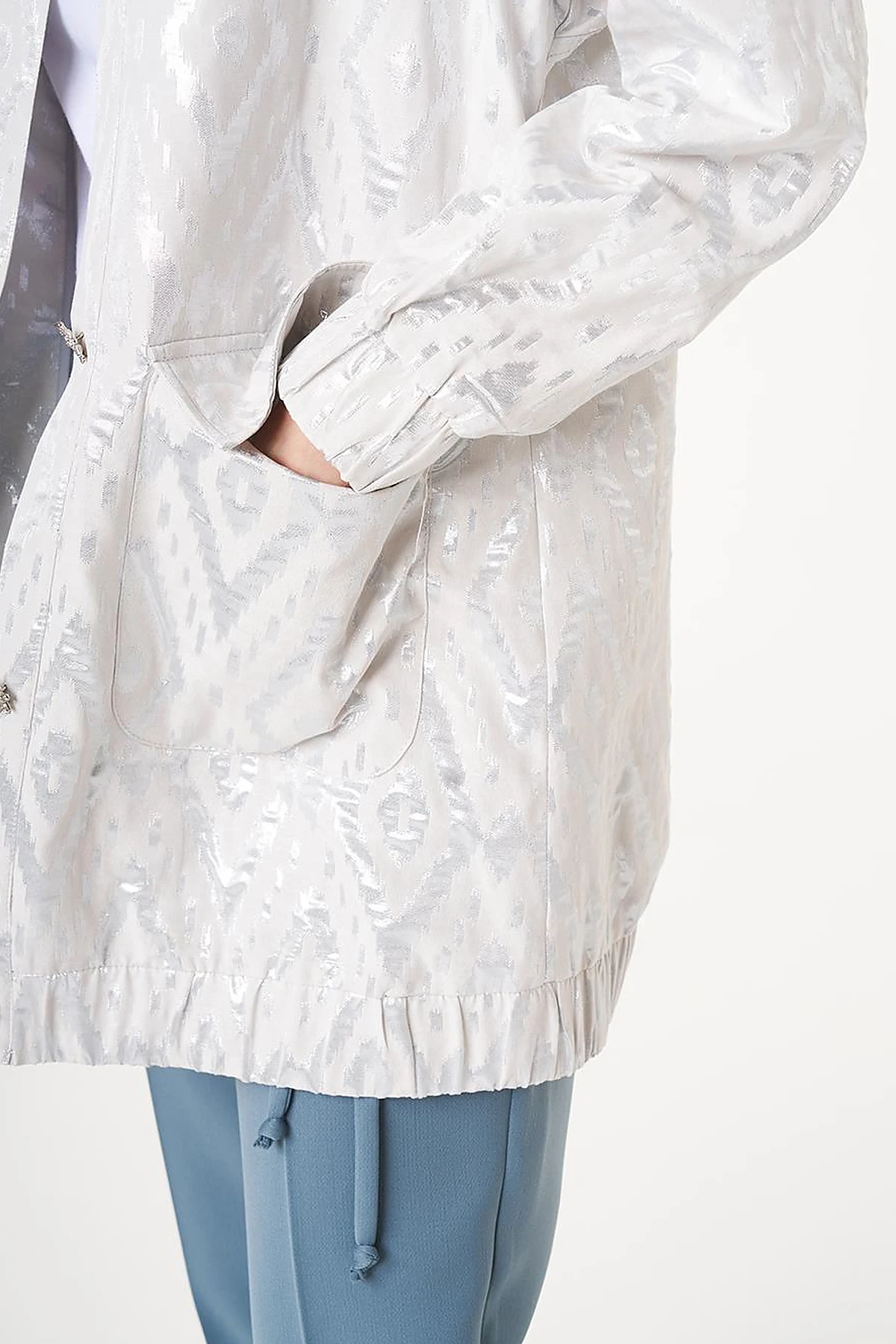 Lozenge Patterned Jacquard Jacket Gray