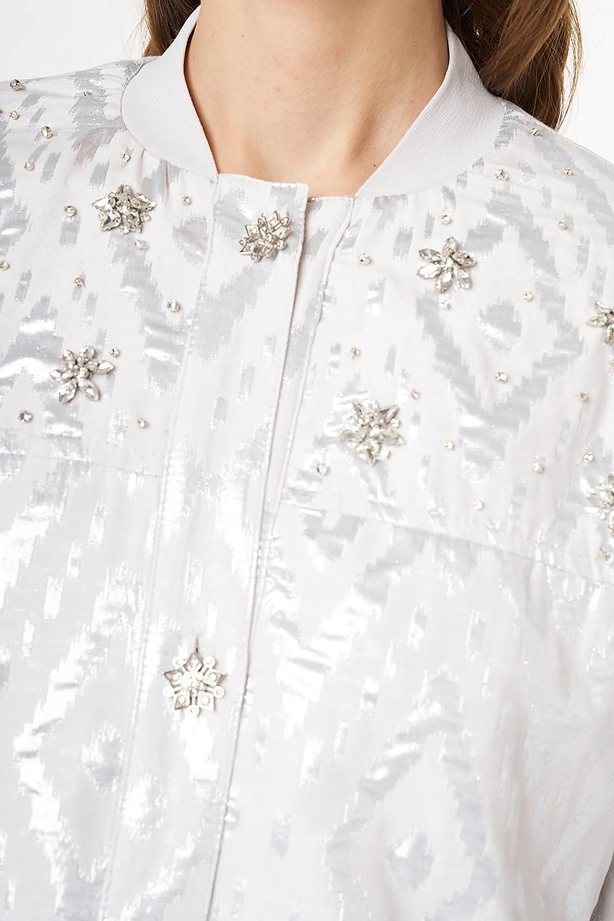 Lozenge Patterned Jacquard Jacket Gray