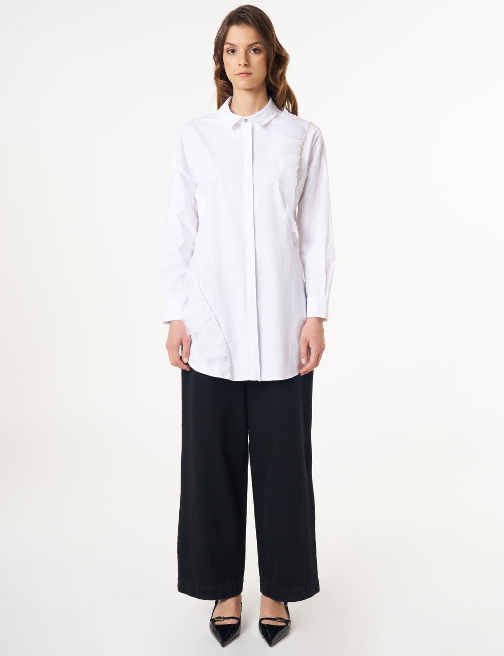 Tulle Detailed Cotton Tunic Optic White