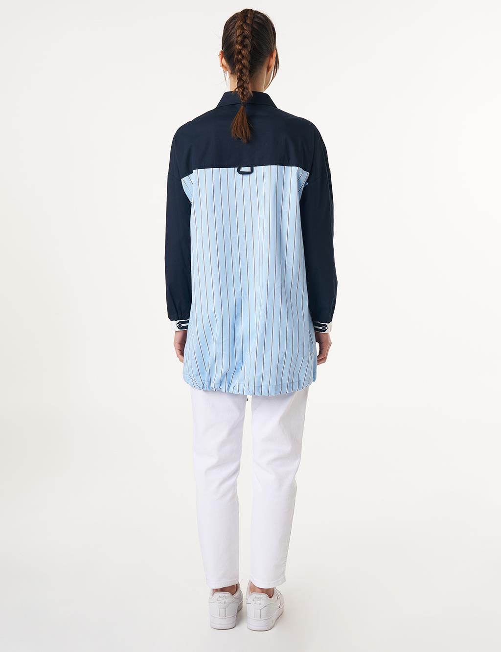 Lace-Up Cotton Tunic Blue
