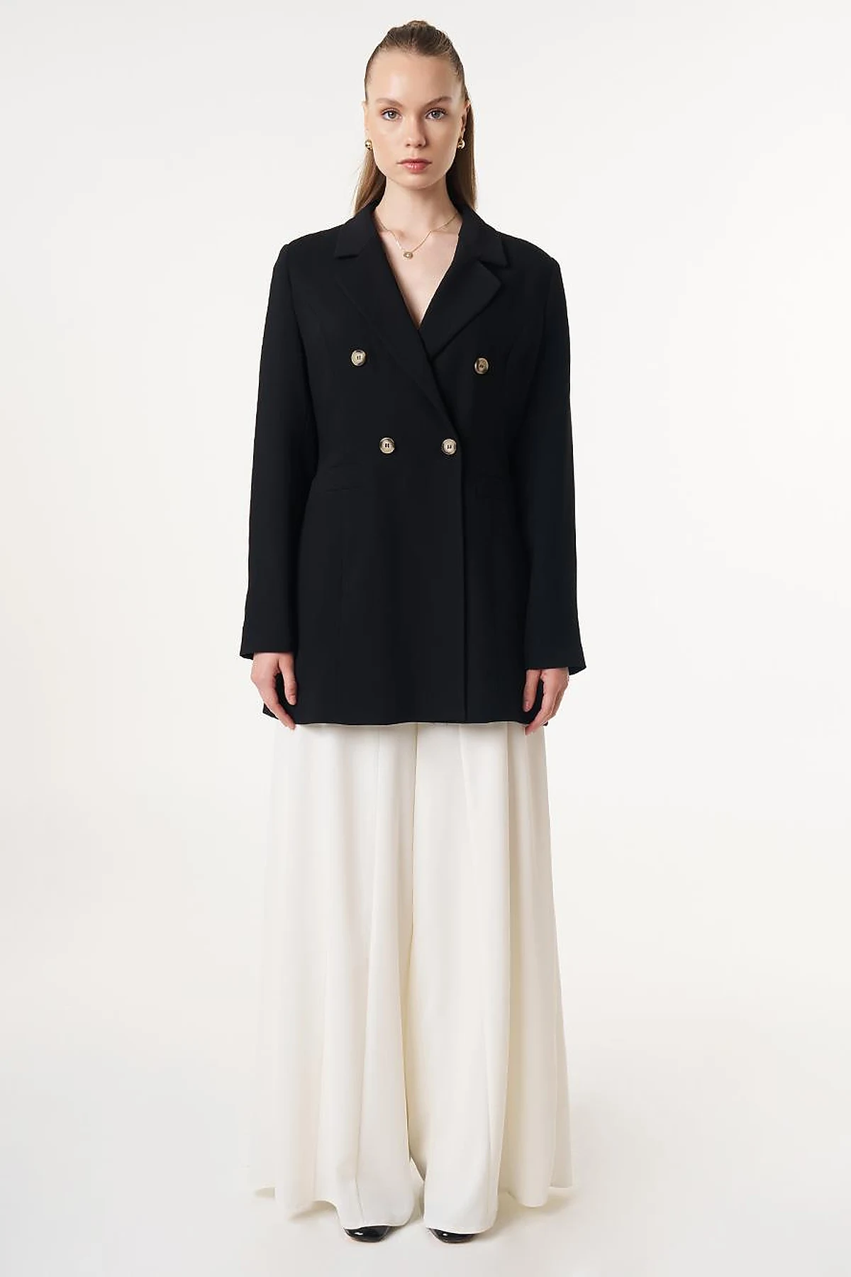 Klapa Yaka Blazer Ceket Siyah