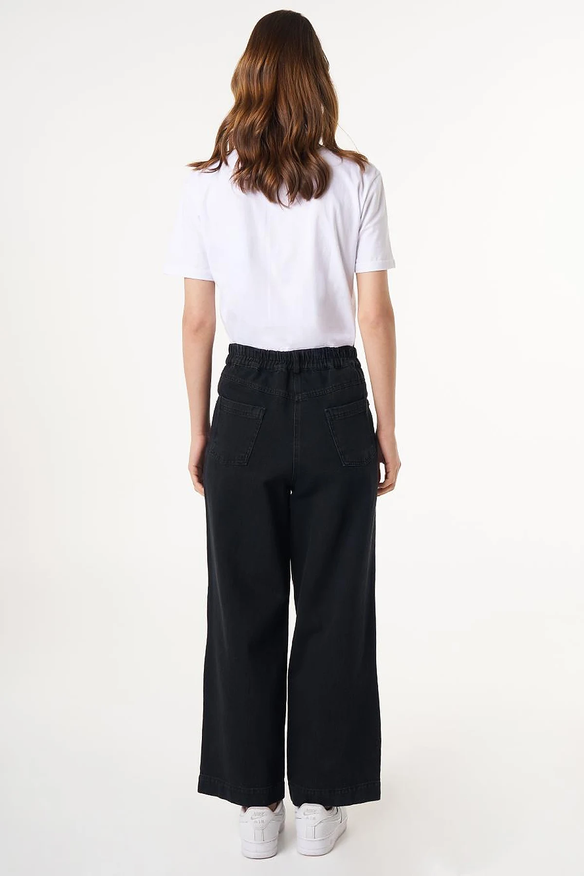 High Waist Marine Fit Denim Pants Black