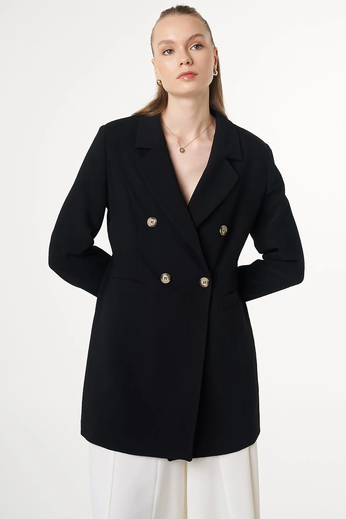 Klapa Yaka Blazer Ceket Siyah
