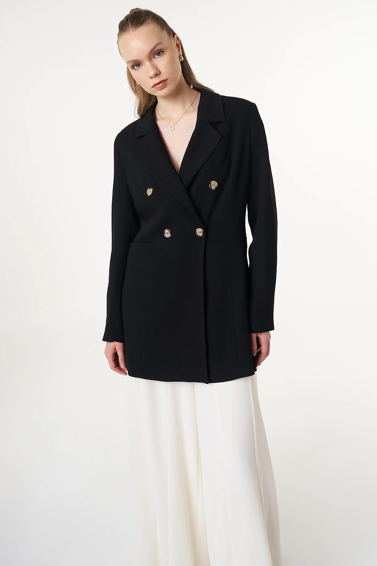 Klapa Yaka Blazer Ceket Siyah