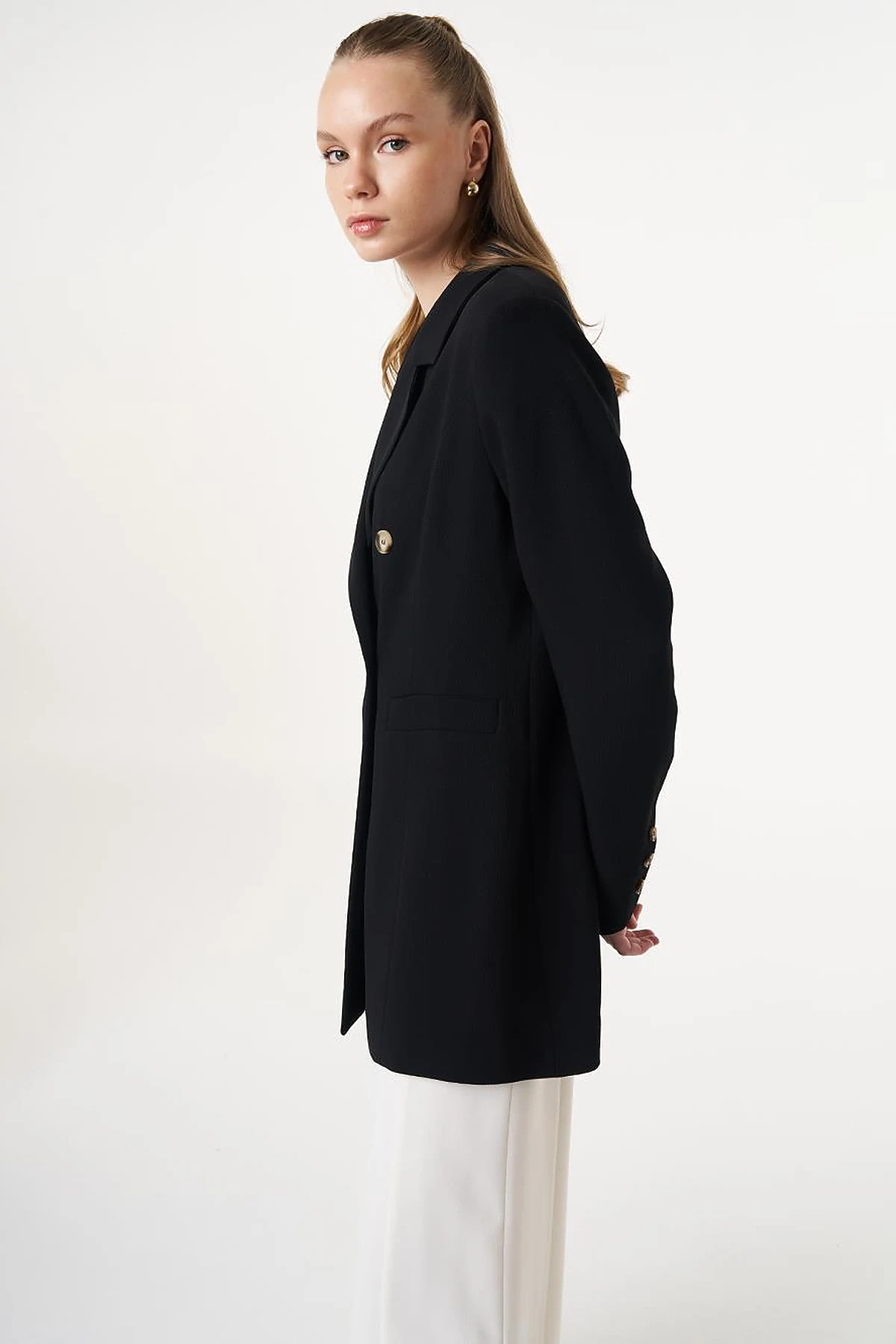 Klapa Yaka Blazer Ceket Siyah