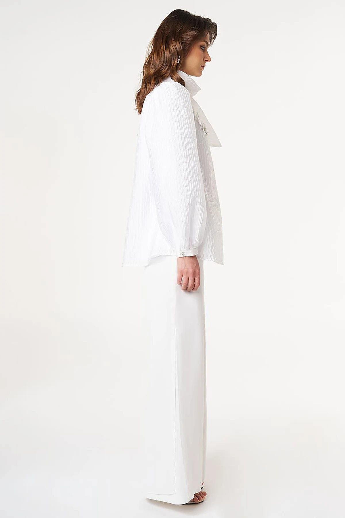 Embroidered Jacquard Blouse Optic White