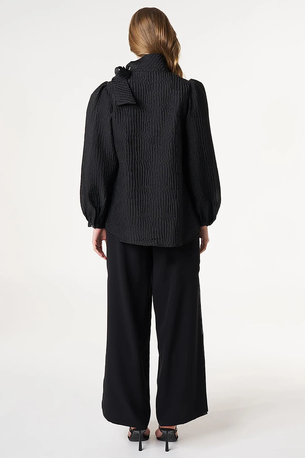 Embroidered Jacquard Blouse Black