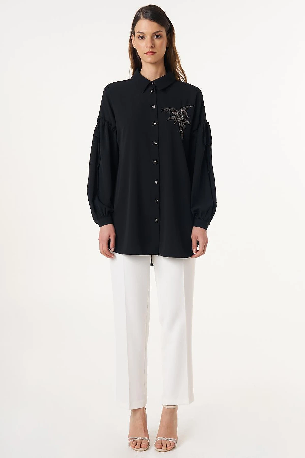 Embroidered Elegant Tunic Black