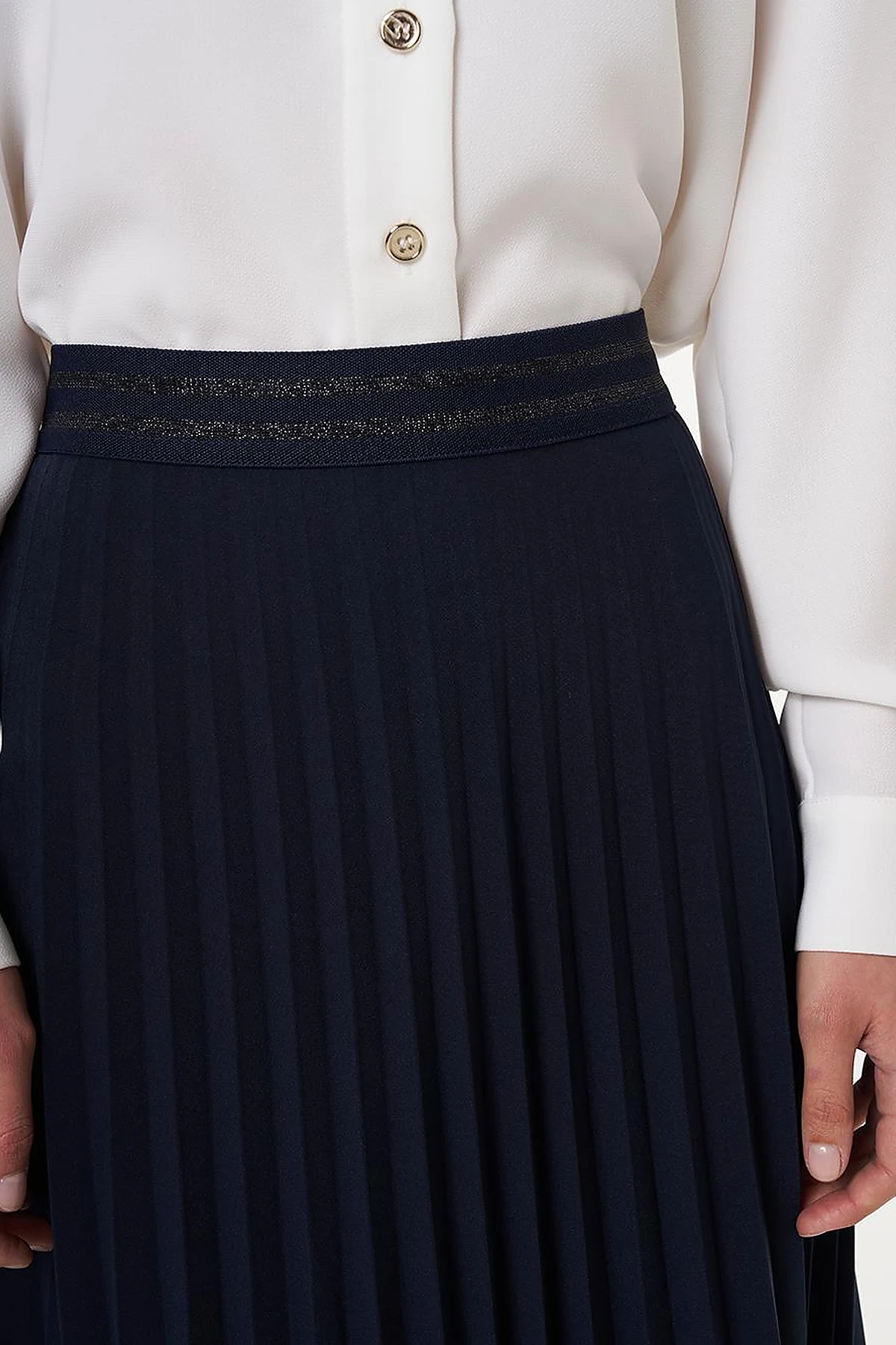 Pleated High Waist Skirt Dark Navy