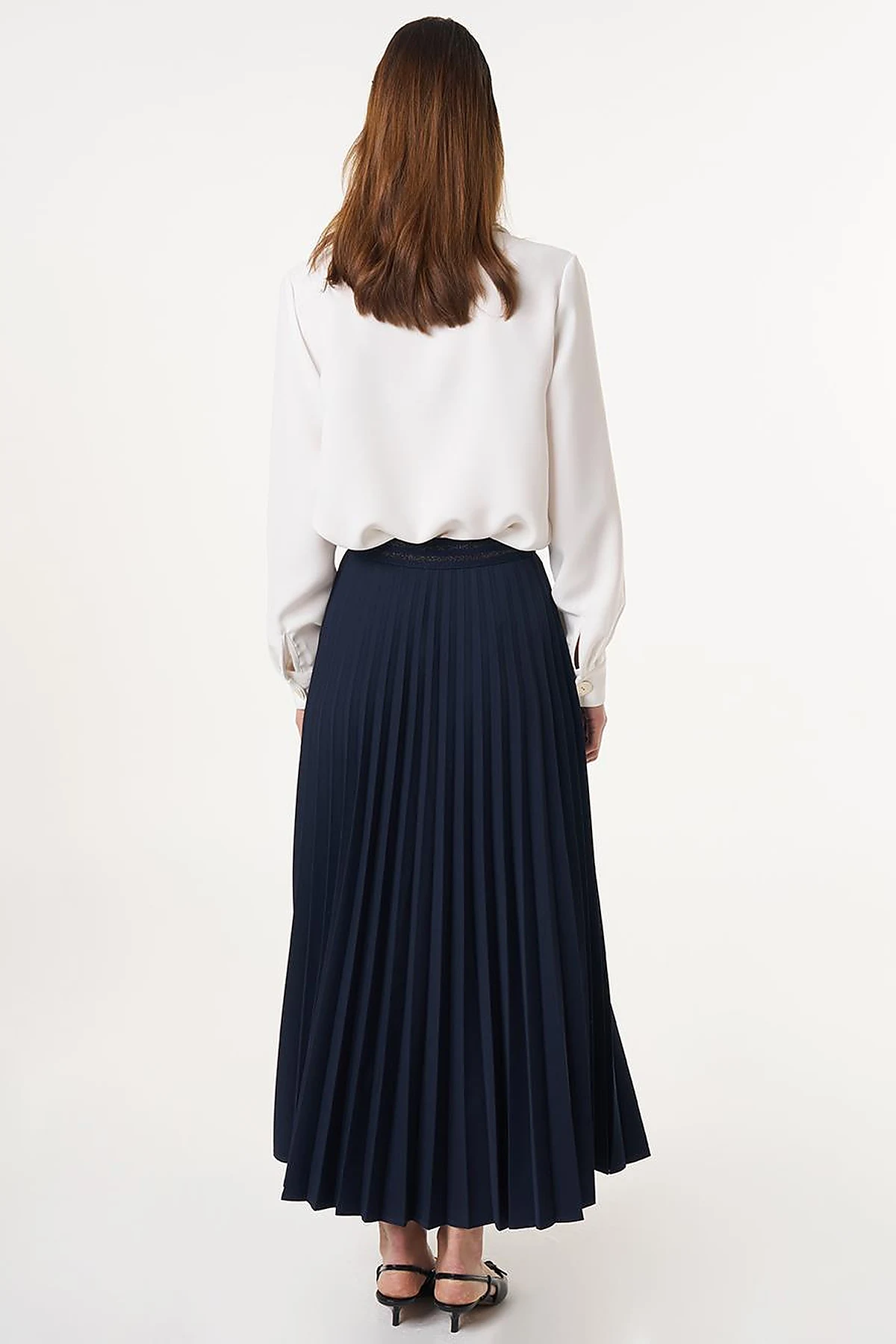 Pleated High Waist Skirt Dark Navy