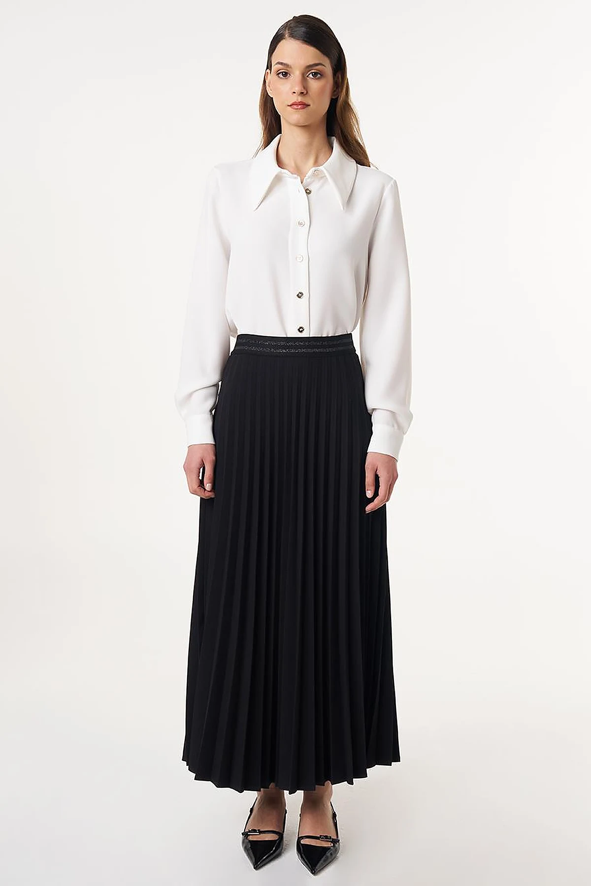 Pleated High Waist Skirt Black