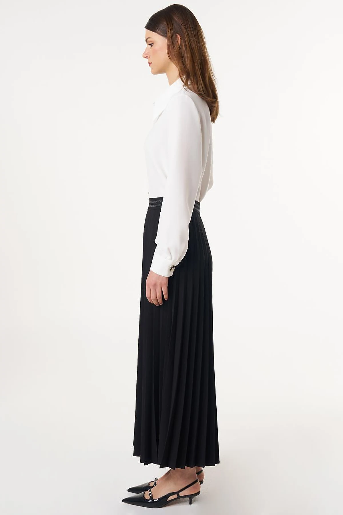 Pleated High Waist Skirt Black