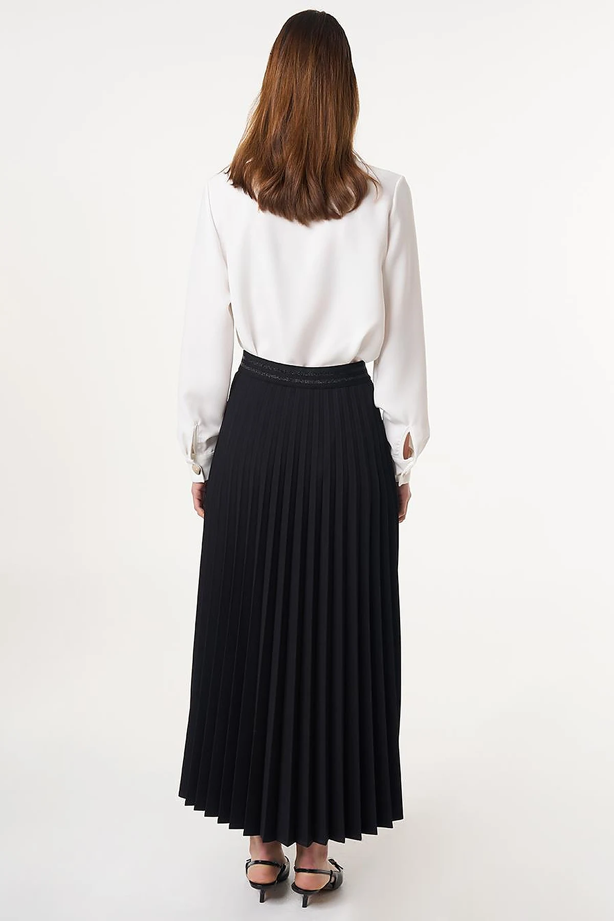 Pleated High Waist Skirt Black