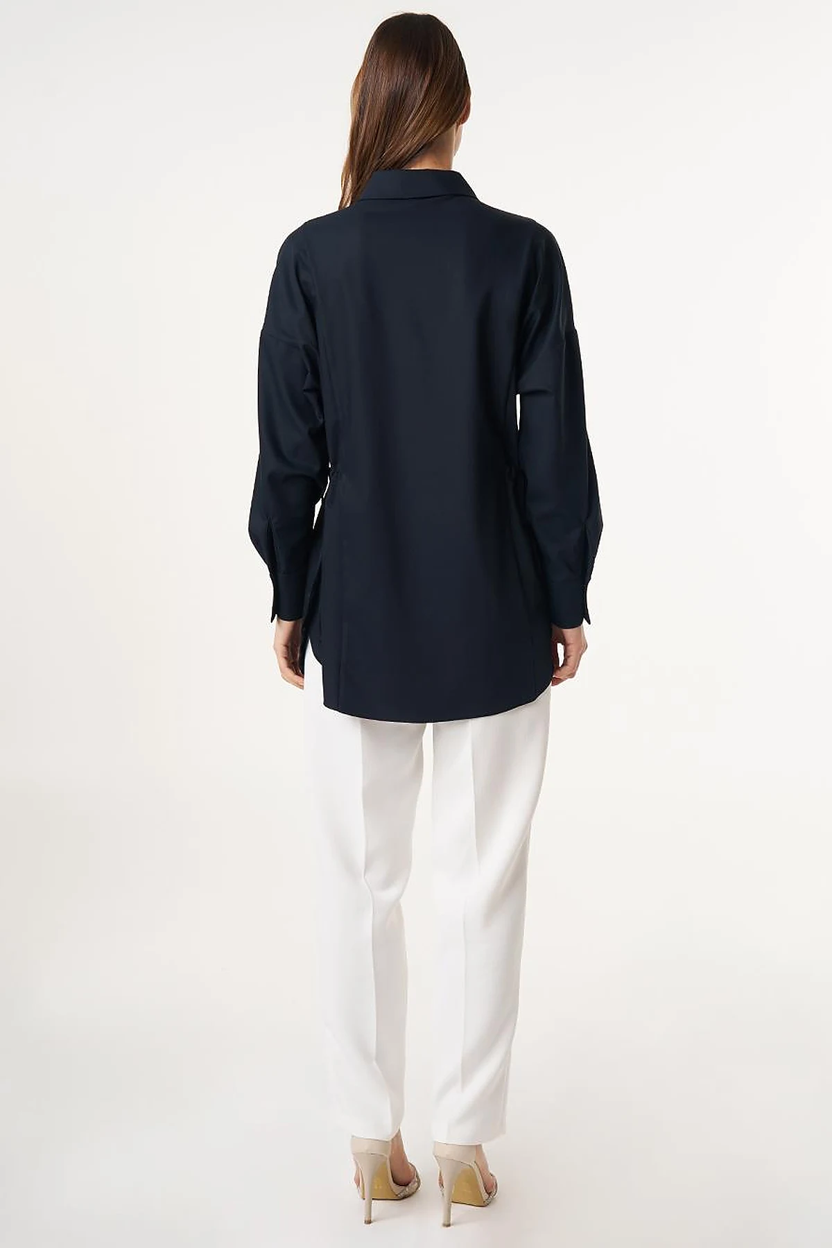 Embroidered Drawstring Waist Tunic Dark Navy 