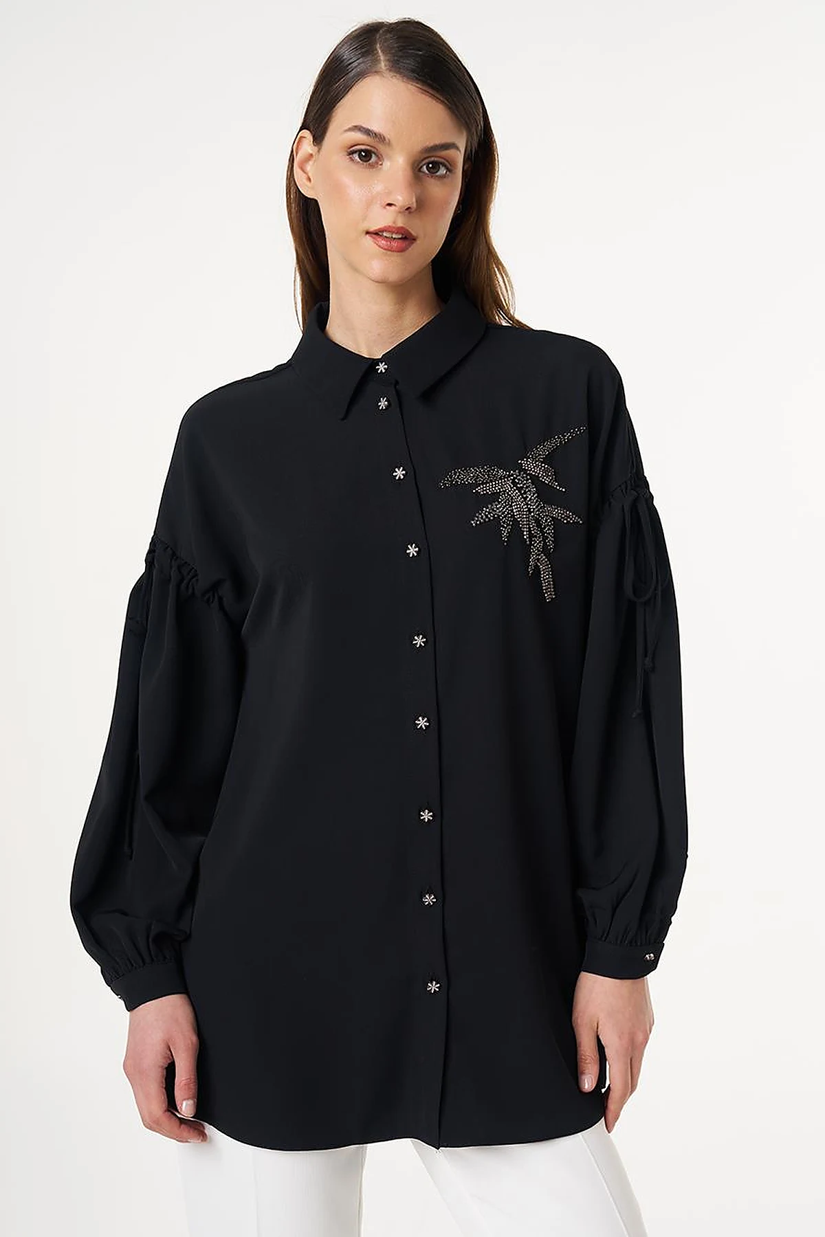 Embroidered Elegant Tunic Black
