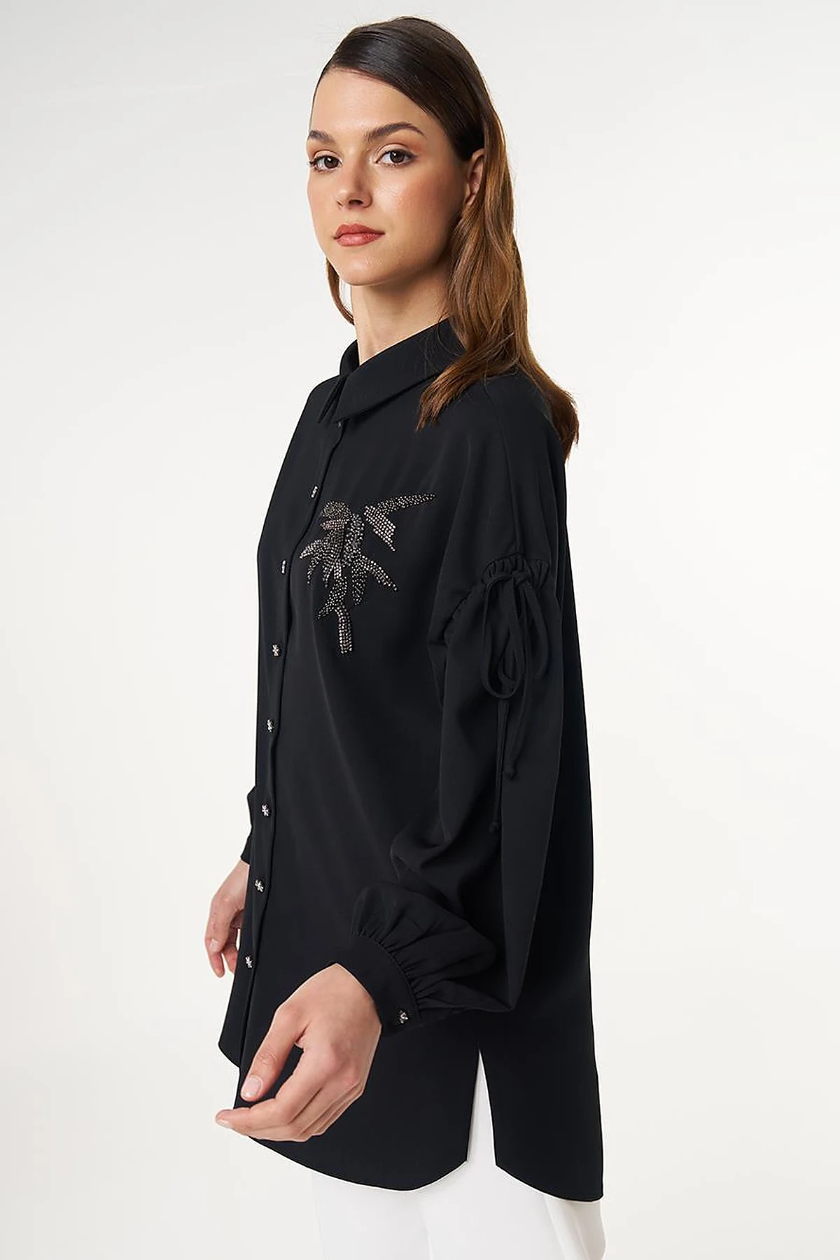 Embroidered Elegant Tunic Black
