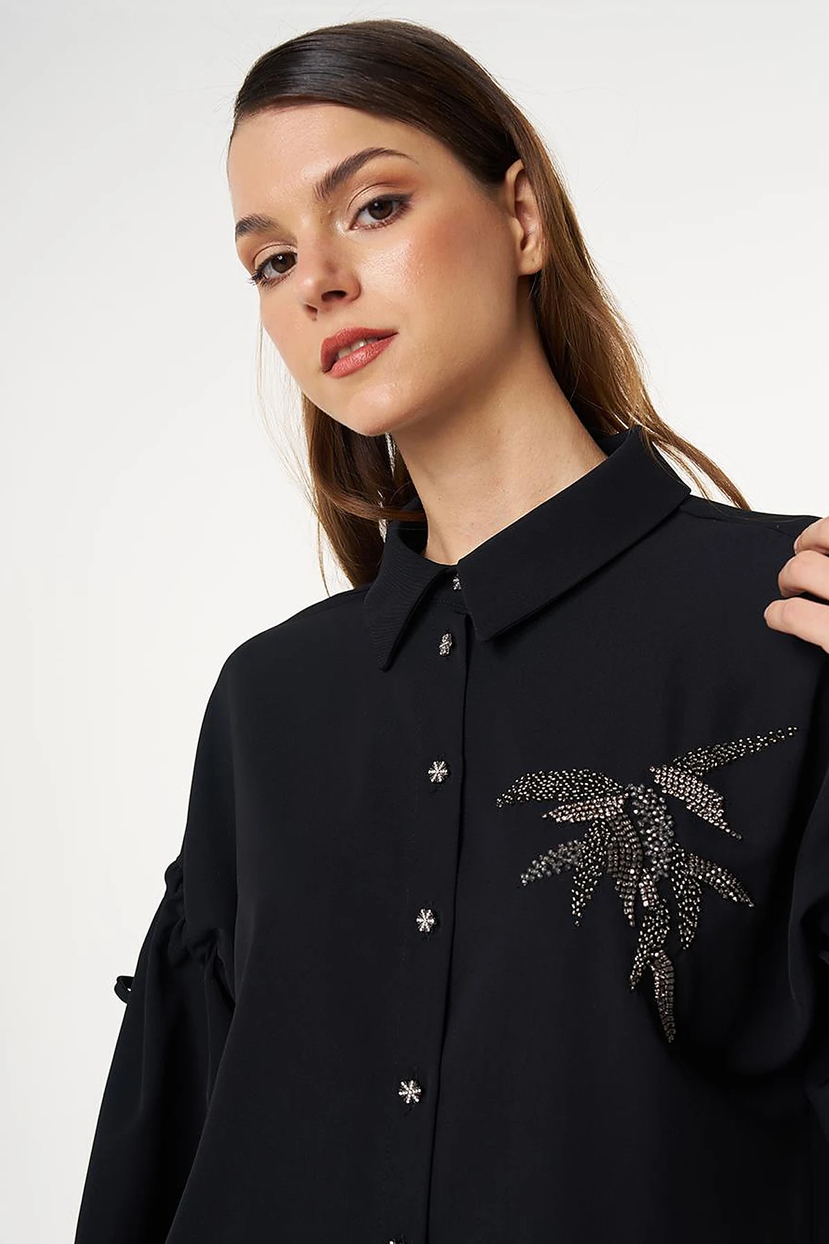 Embroidered Elegant Tunic Black