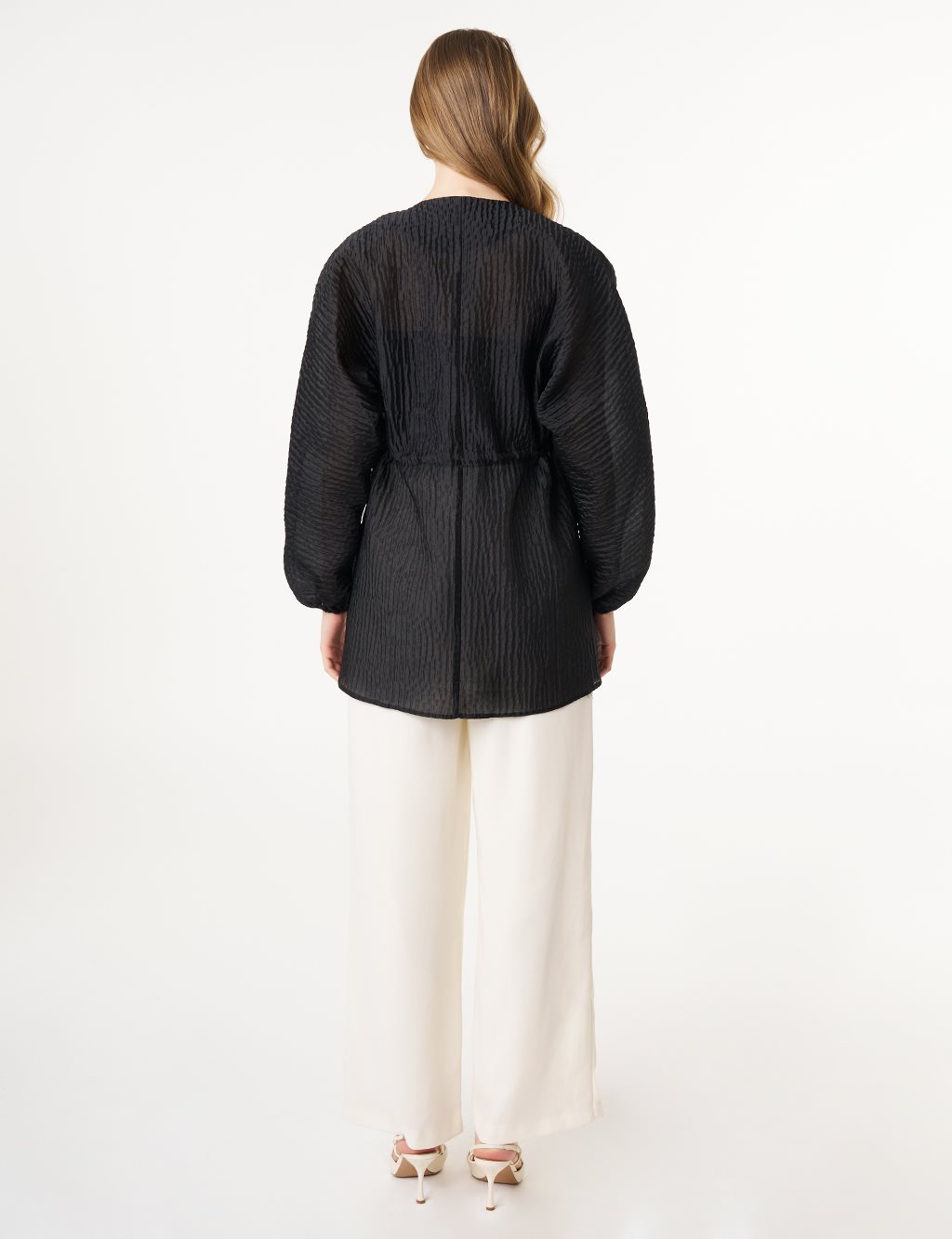 Floral Appliqué Jacquard Kimono Black