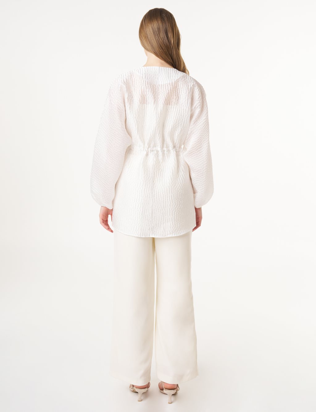 Floral Appliqué Jacquard Kimono Optic White 