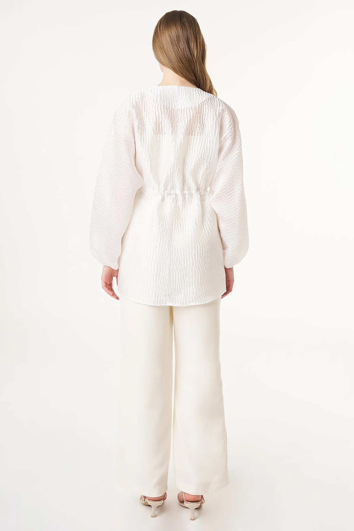 Floral Appliqué Jacquard Kimono Optic White 