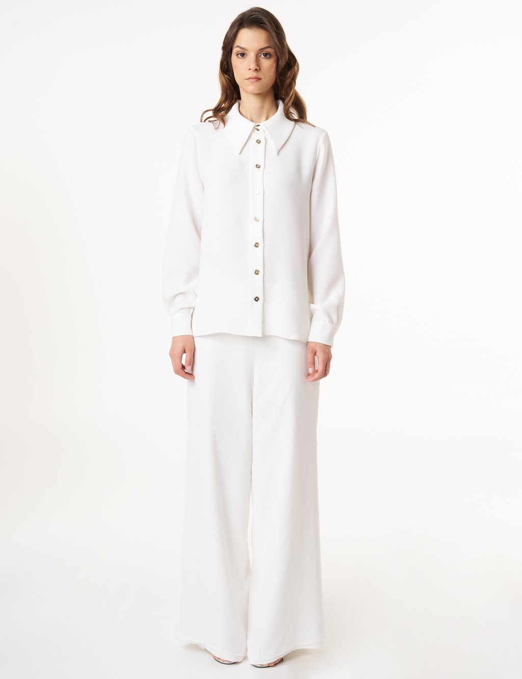 Shirt Collar Blouse Ecru 