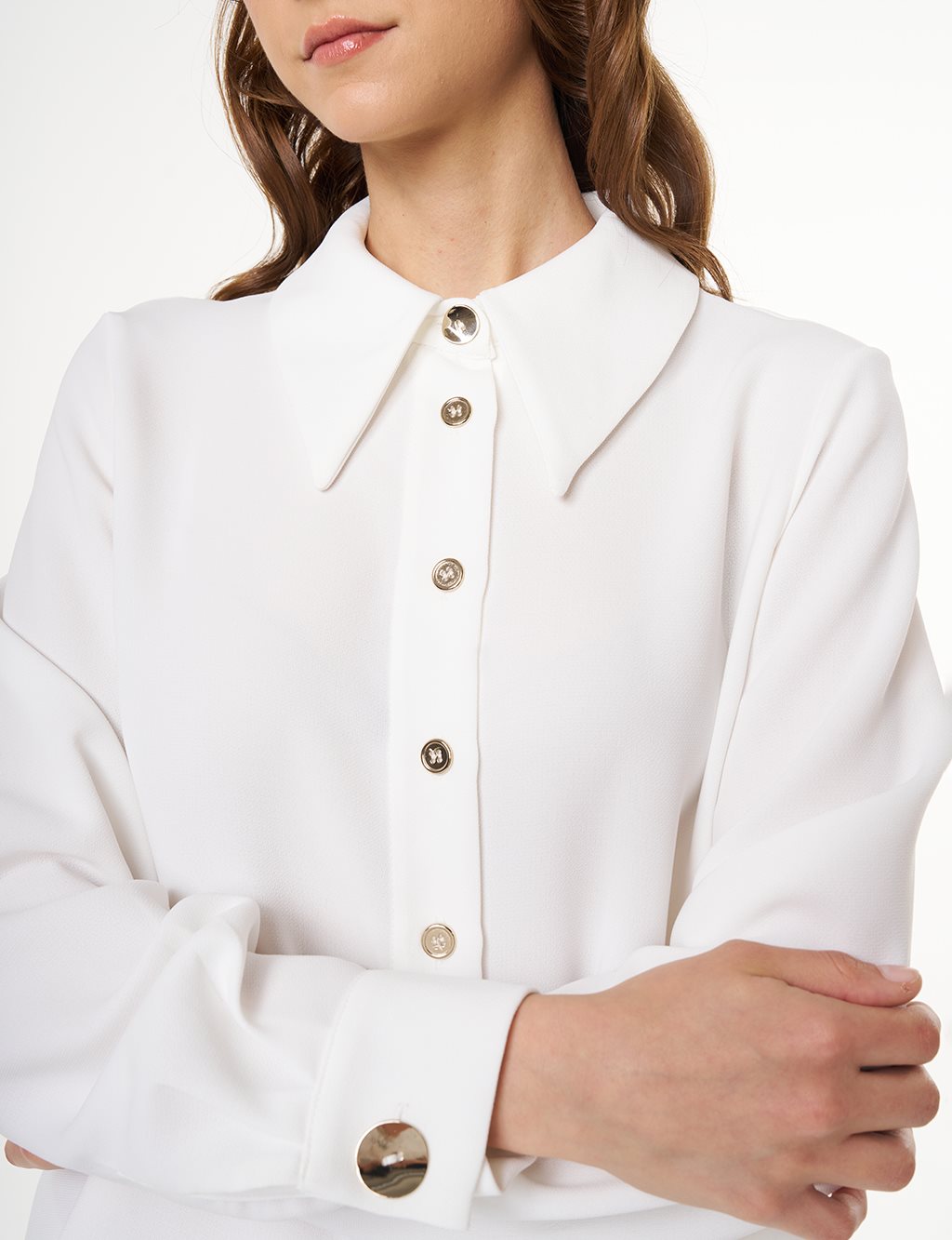 Shirt Collar Blouse Ecru 