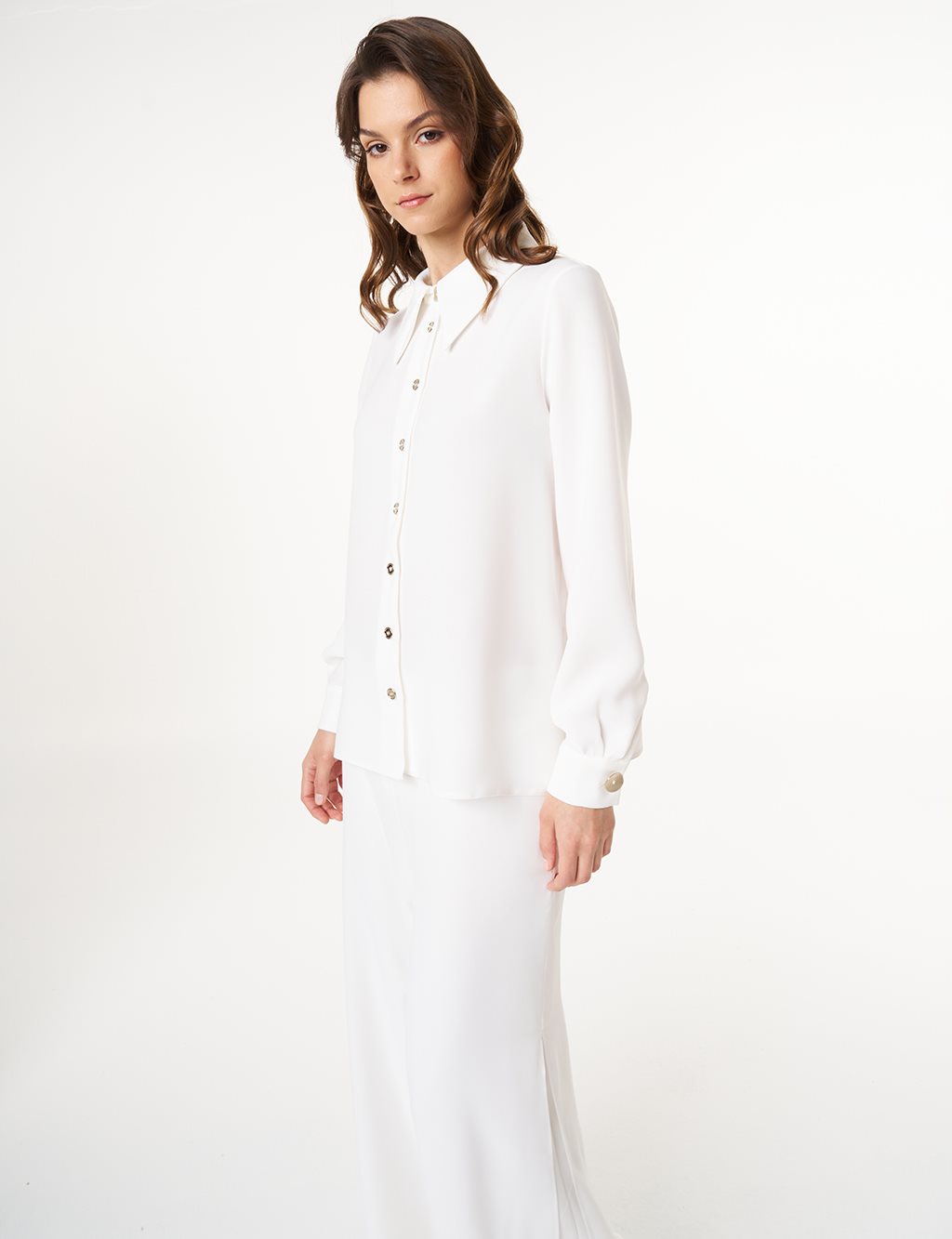 Shirt Collar Blouse Ecru 