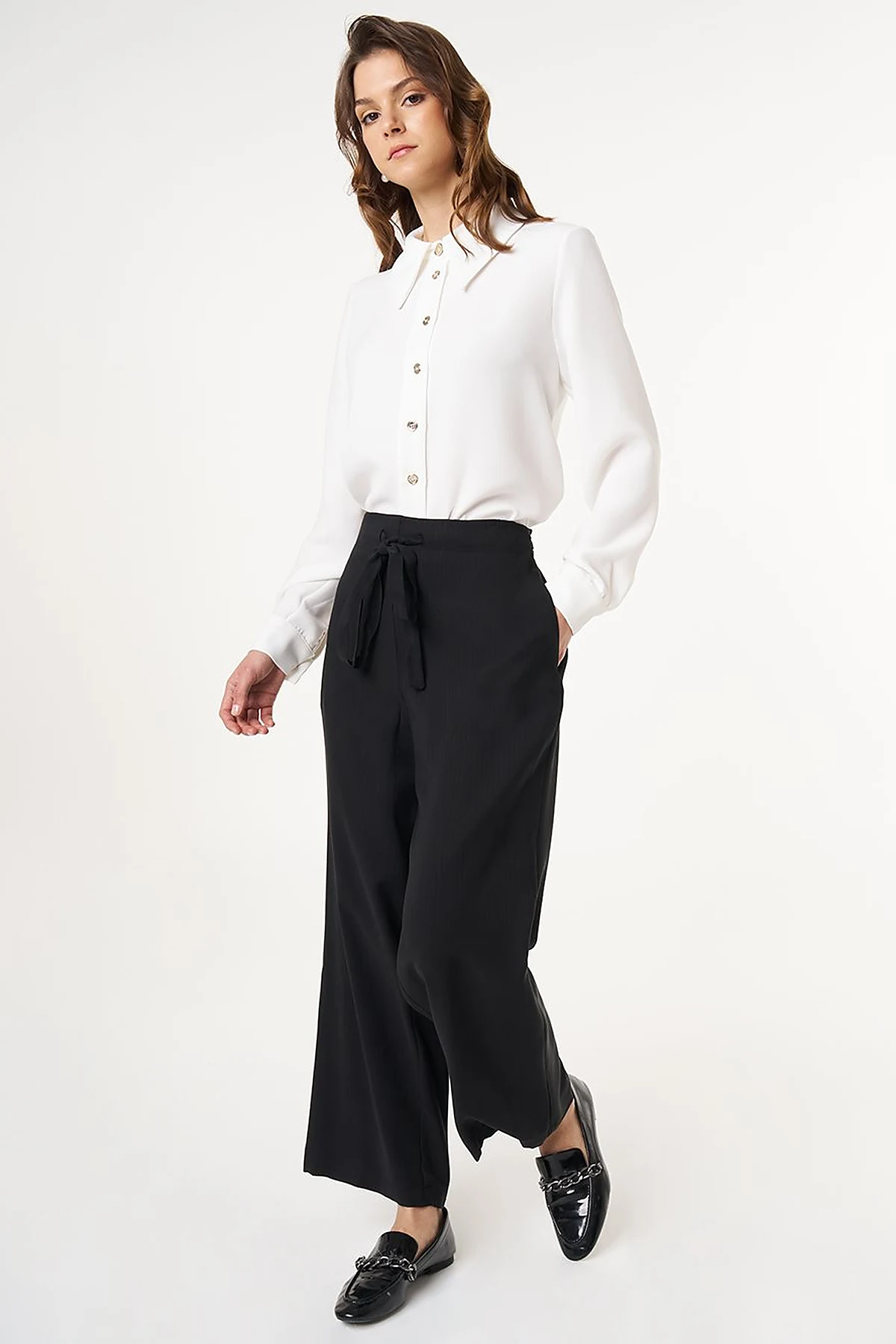Relaxed Fit Rayon Pants Black 