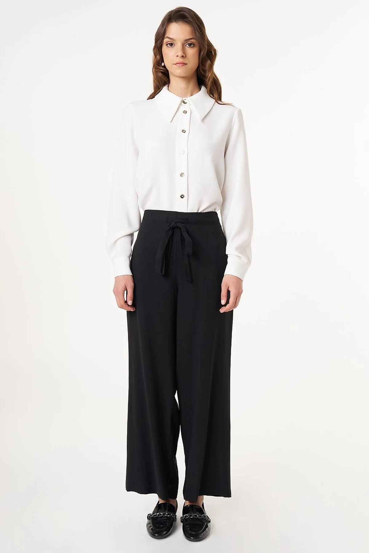 Relaxed Fit Rayon Pants Black 