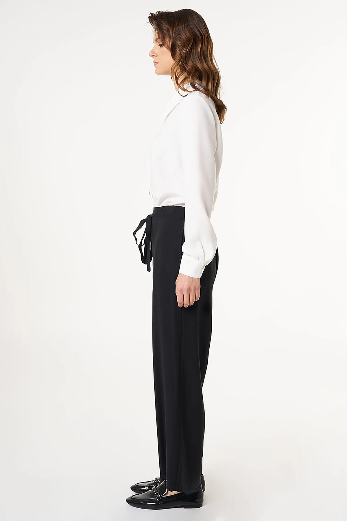 Relaxed Fit Rayon Pants Black 
