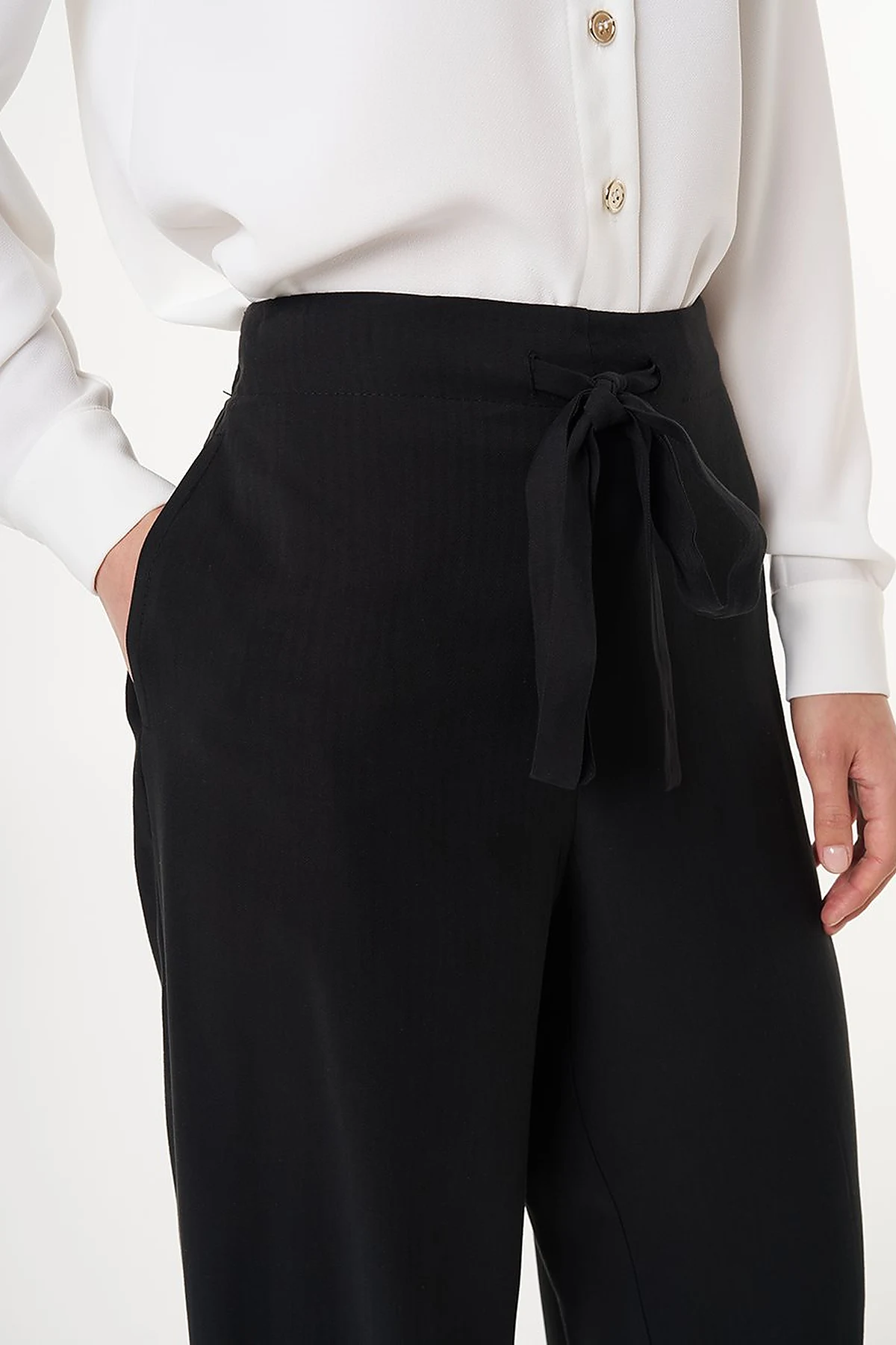 Relaxed Fit Rayon Pants Black 