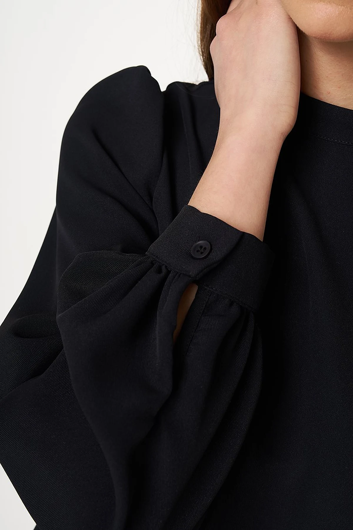 Mandarin Collar Basic Blouse Black 