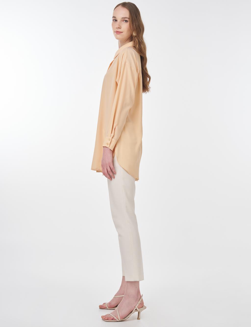 Basic Gömlek Yaka Tunik Somon