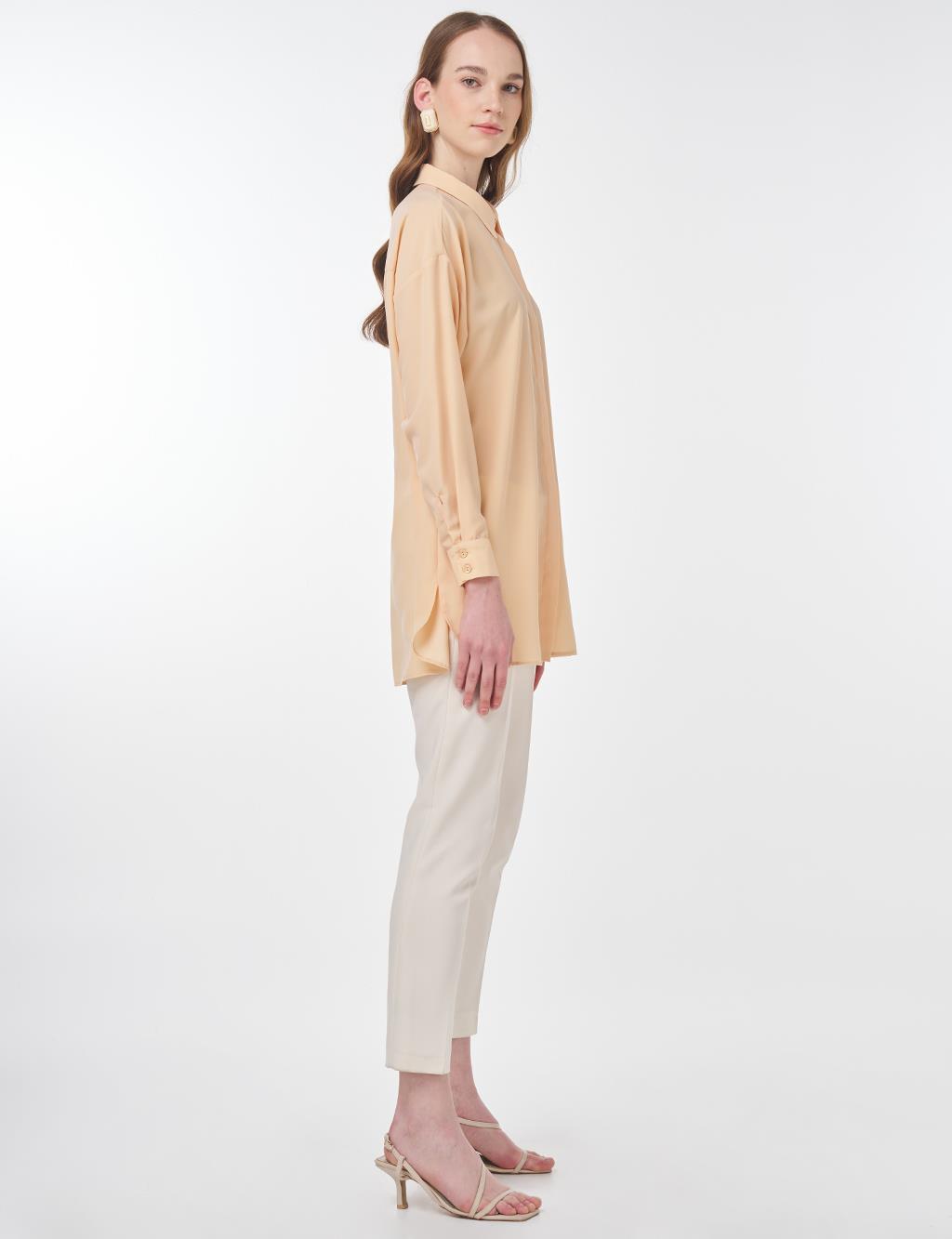 Basic Gömlek Yaka Tunik Somon