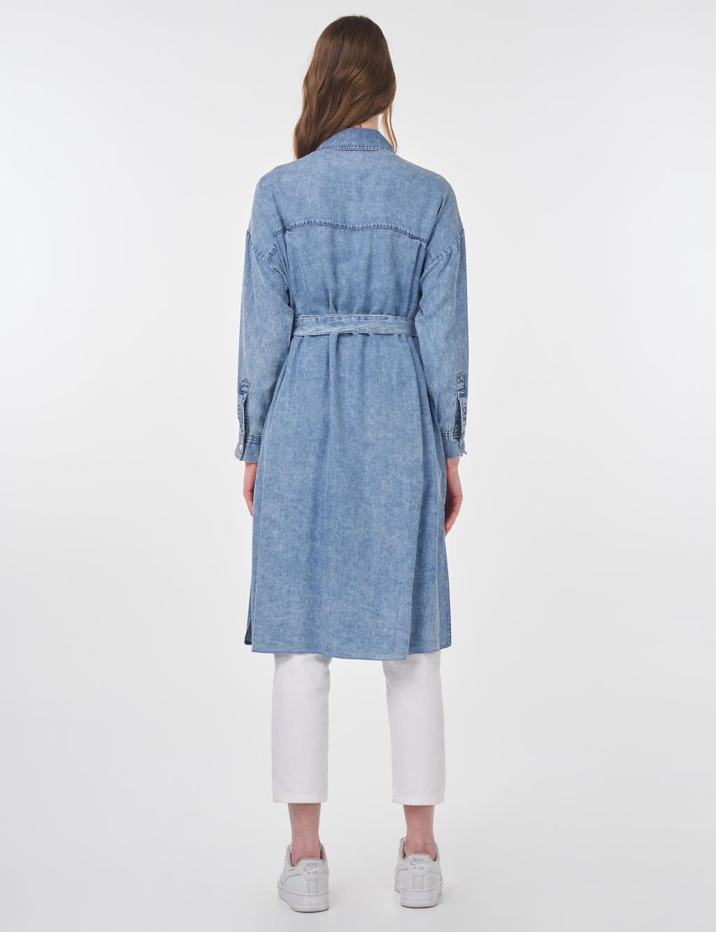 Metal Buckle Detailed Lyocell Tunic Towel Wash
