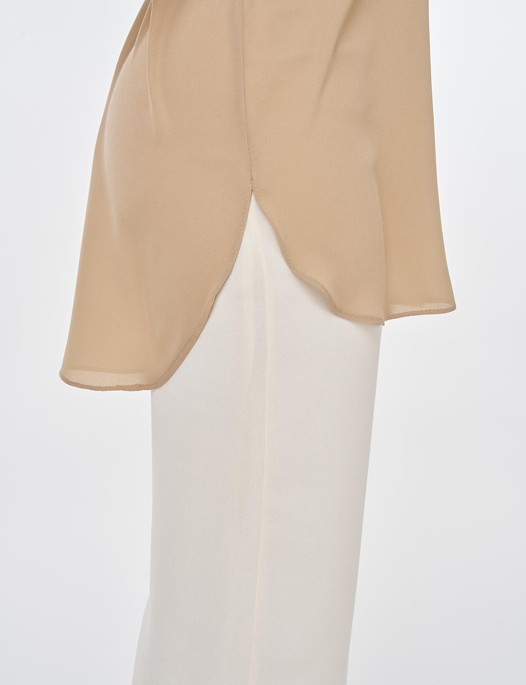 Crew Neck Basic T-Shirt Beige