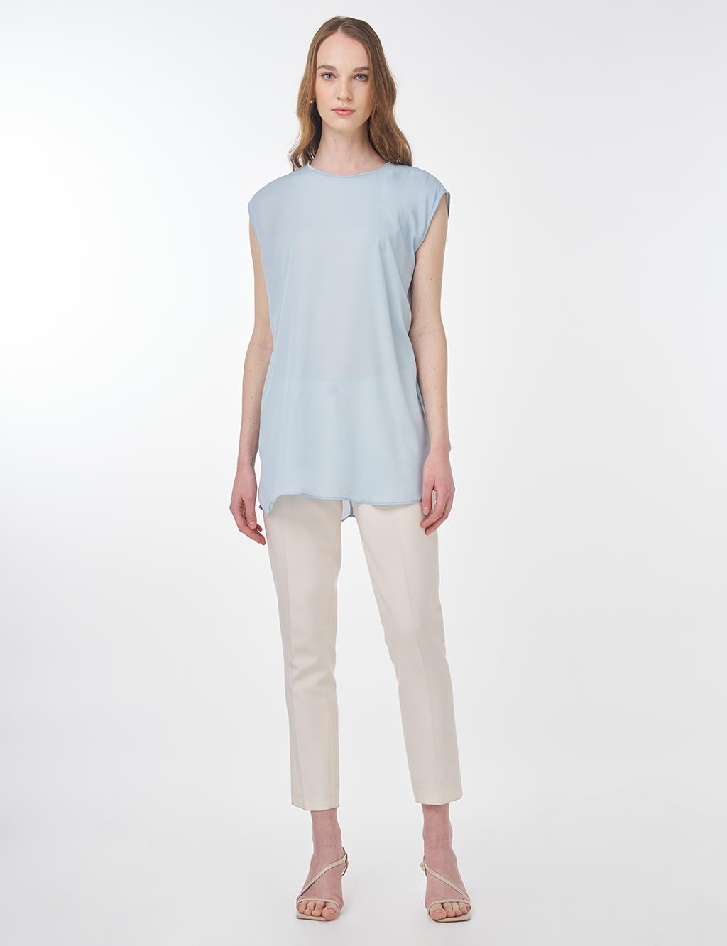 Crew Neck Basic T-Shirt Blue