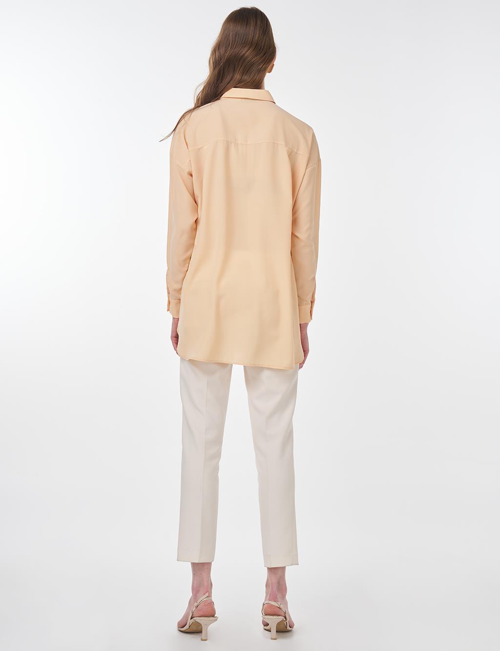 Basic Gömlek Yaka Tunik Somon