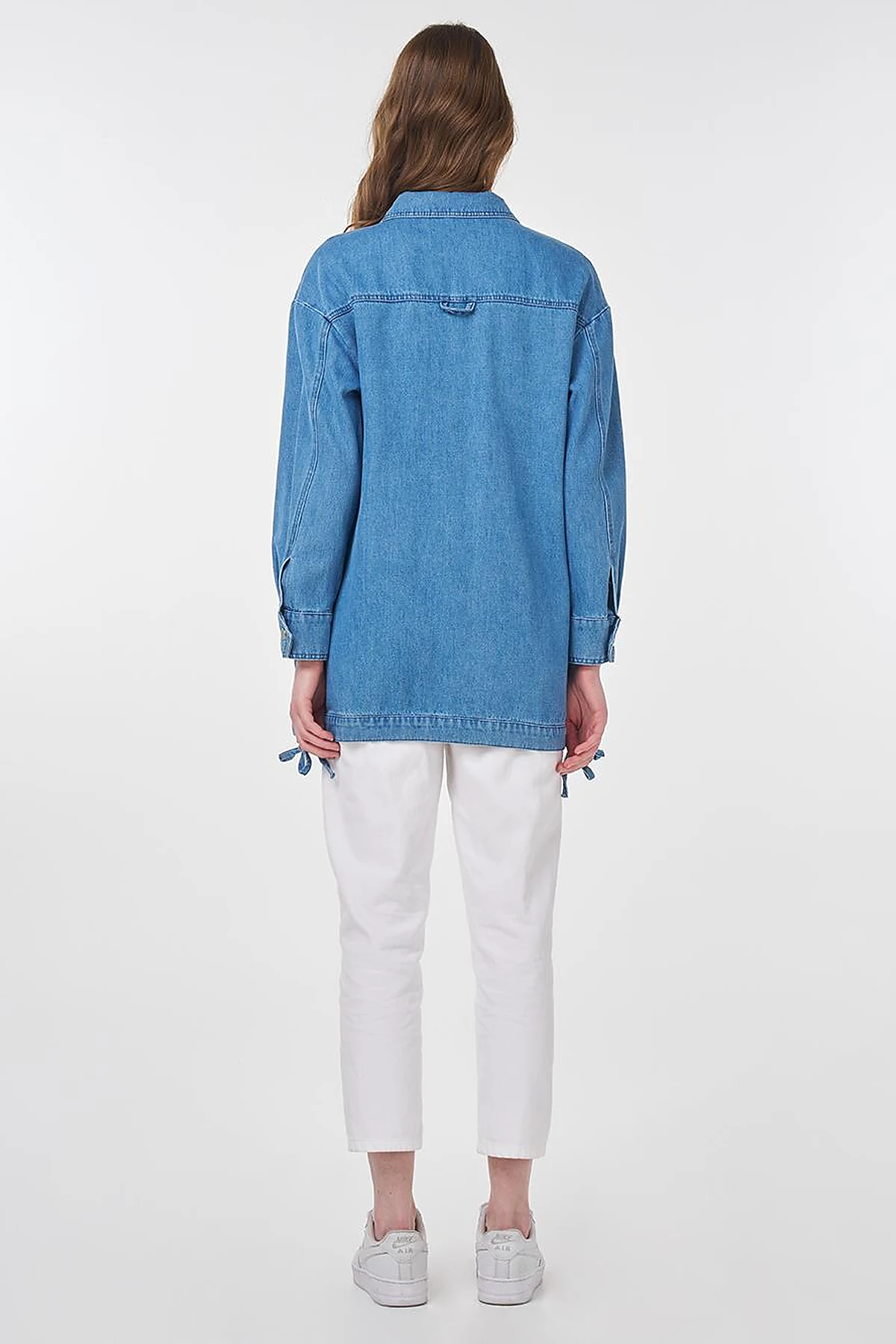 Drawstring Detailed Denim Jacket Indigo