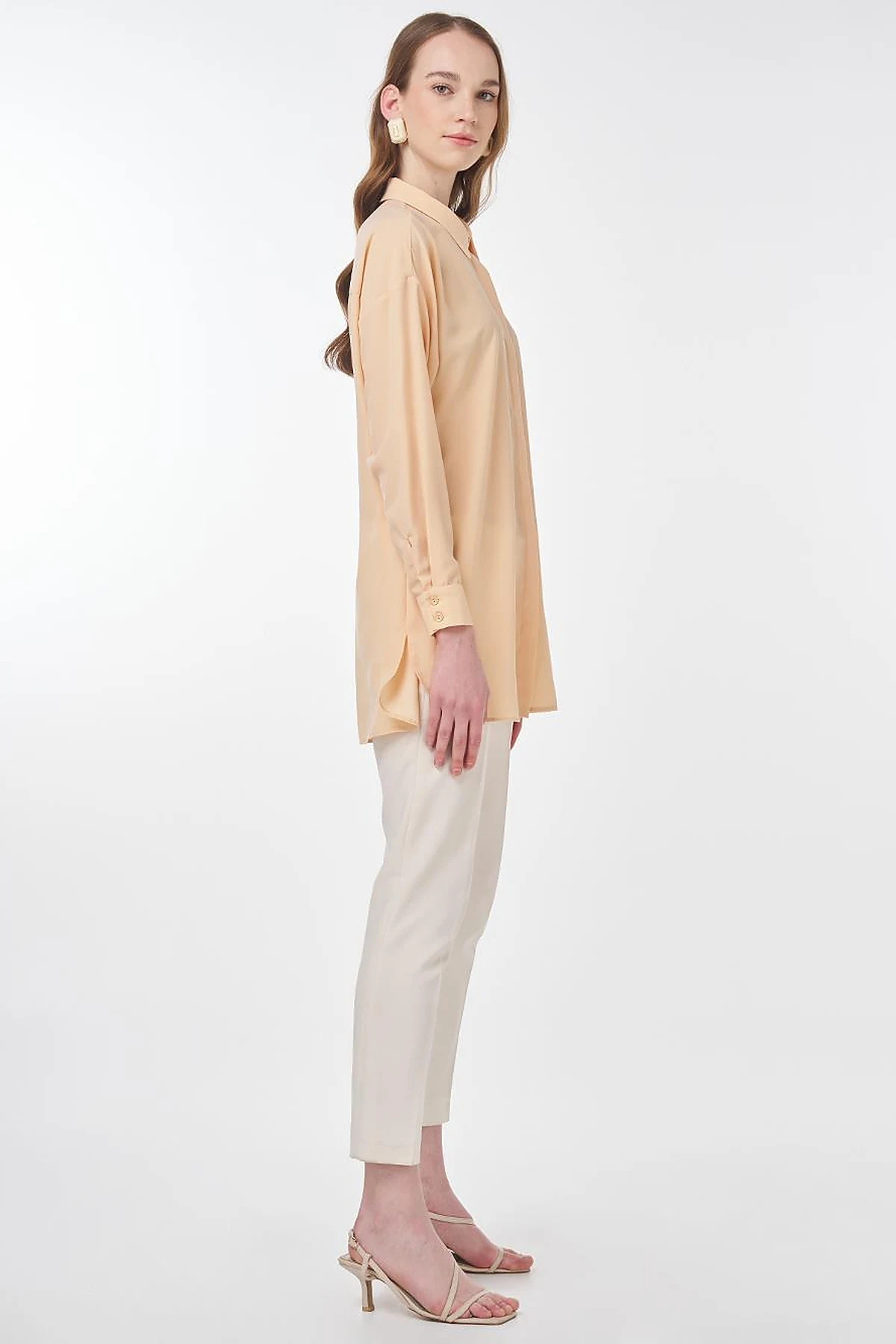 Basic Shirt Collar Tunic Salmon
